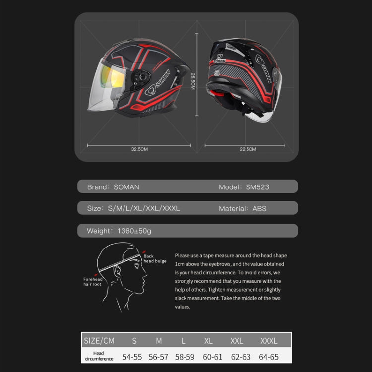 SOMAN Motorcycle Electric Bicycle Dual Lens Riding Helmet, Size: XXL(Pearl White) - Helmets by SOMAN | Online Shopping UK | buy2fix