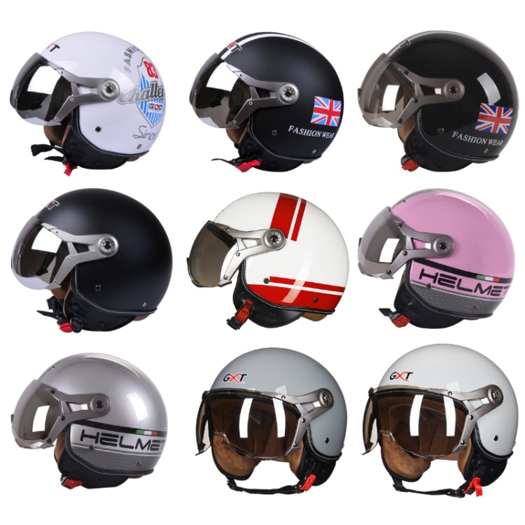 GXT Electric Vehicle Half Cover Helmet Four Seasons Retro Helmet, Size: L(Pink Flower) - Helmets by GXT | Online Shopping UK | buy2fix