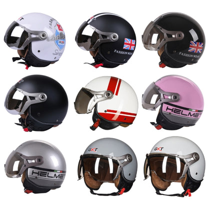 GXT Electric Vehicle Half Cover Helmet Four Seasons Retro Helmet, Size: L(Matte Black Flower) - Helmets by GXT | Online Shopping UK | buy2fix