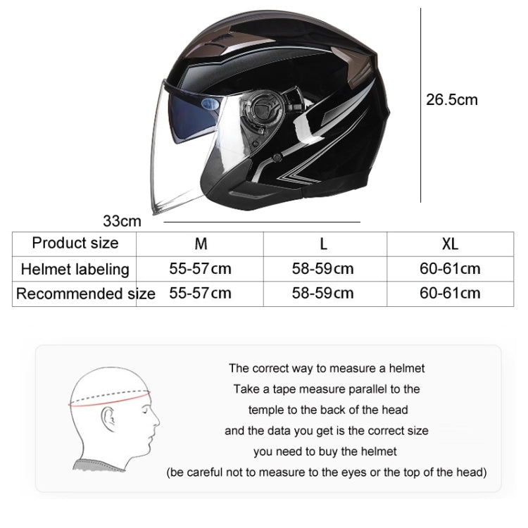 GXT 708 Electric Vehicle Dual Lens Helmet Four Seasons Safety Helmet, Size: XL(Bright Black) - Helmets by GXT | Online Shopping UK | buy2fix