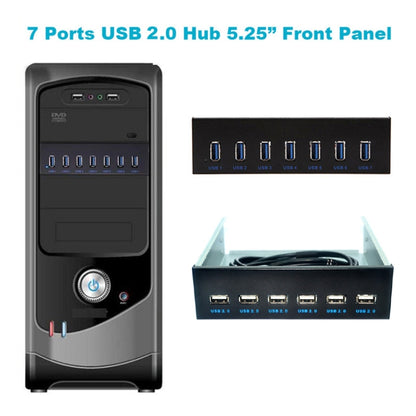 7 Port USB2.0 Optical Drive Bit Front Panel, Style: Flat Mouth - USB 2.0 HUB by buy2fix | Online Shopping UK | buy2fix