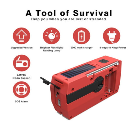 AM/FM/NoAA 2000mAh Emergency Radio Portable Hand Crank Solar Powered Radio(Green) - Radio Player by buy2fix | Online Shopping UK | buy2fix