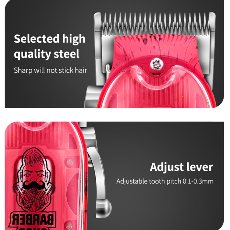 Haircutter Set Transparent Body Oil Head Electric Hair Clipper Men Home Electric Pusher(Earl Red) - Hair Trimmer by buy2fix | Online Shopping UK | buy2fix