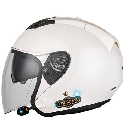 KUQIBAO Motorcycle Smart Bluetooth Sun Protection Double Lens Safety Helmet, Size: XXL(White) - Helmets by KUQIBAO | Online Shopping UK | buy2fix