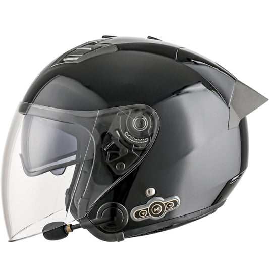 KUQIBAO Motorcycle Smart Bluetooth Sun Protection Double Lens Safety Helmet, Size: XXL(Bright Black+Gray Tail) - Helmets by KUQIBAO | Online Shopping UK | buy2fix