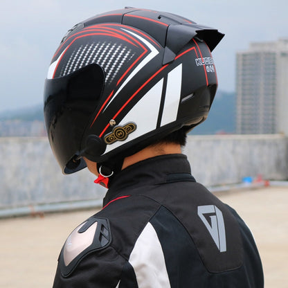 KUQIBAO Motorcycle Smart Bluetooth Sun Protection Double Lens Safety Helmet, Size: M(Matte Black+Black Tail) - Helmets by KUQIBAO | Online Shopping UK | buy2fix