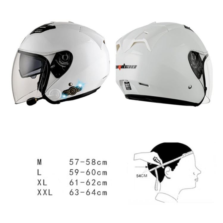 KUQIBAO Motorcycle Smart Bluetooth Sun Protection Double Lens Safety Helmet, Size: XXL(White) - Helmets by KUQIBAO | Online Shopping UK | buy2fix