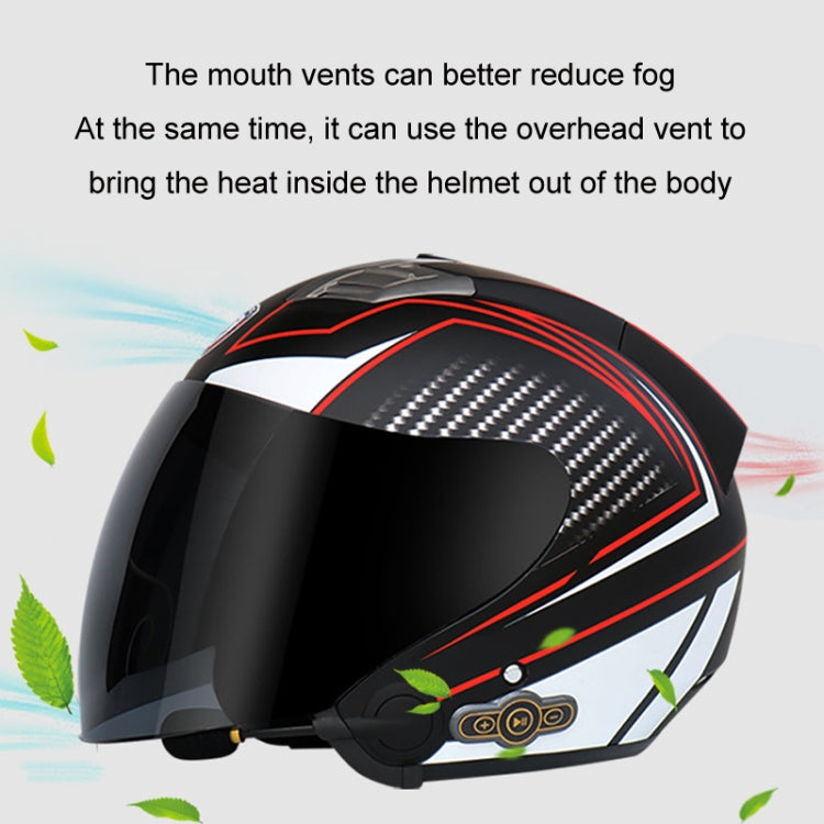 KUQIBAO Motorcycle Smart Bluetooth Sun Protection Double Lens Safety Helmet, Size: XXL(Matte Black+Black Tail) - Helmets by KUQIBAO | Online Shopping UK | buy2fix