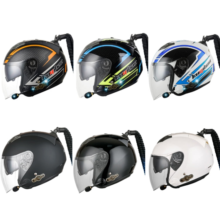 KUQIBAO Motorcycle Bluetooth Headset Double Lens Helmet With Braid, Size: XXL(Bright Black) - Helmets by KUQIBAO | Online Shopping UK | buy2fix