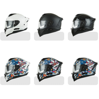 KUQIBAO Motorcycle Dual Lens Anti-Fog Helmet With LED Light, Size: M(Matte Black Wake Lion) - Helmets by KUQIBAO | Online Shopping UK | buy2fix