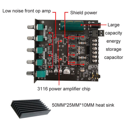 ZK-TB21 TPA3116D2 High & Low Pitch Adjustment 2.1 Channel Bluetooth Full Digital Power Amplifier Module - Breadboard / Amplifier Board by buy2fix | Online Shopping UK | buy2fix