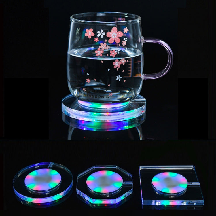 100x4mm Round LED Light Up Acrylic Coaster Transparent Crystal Base(Colorful Light) - Car Drink Holders by buy2fix | Online Shopping UK | buy2fix