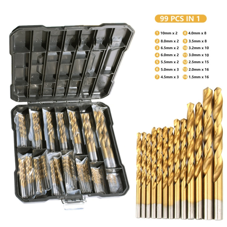 99-in-1  Titanium Drill Bit Set High-Speed Steel Drill Bits - Drill & Drill Bits by buy2fix | Online Shopping UK | buy2fix