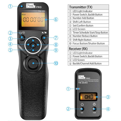 For Sony S1 Pixel TW283 Shutter Wireless Delay Remote Control SLR Shutter Flasher - Wireless Remote Control by Pixel | Online Shopping UK | buy2fix