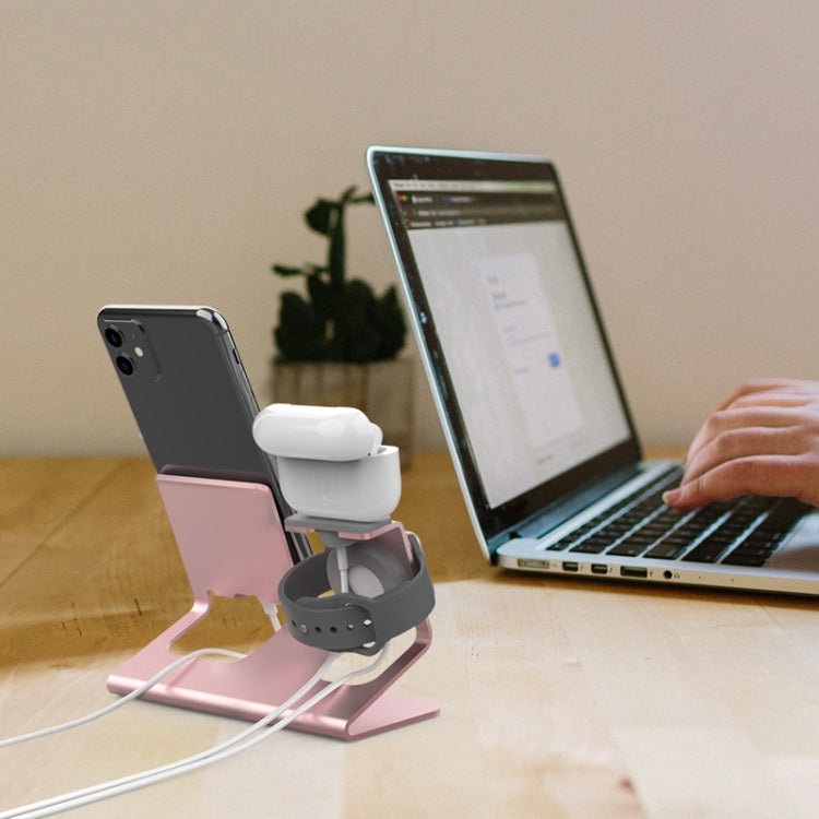 For IPhone / AirPods / Apple Watch Series AhaStyle 3 In 1 Aluminum Alloy Stand(Silver) - Desktop Holder by AhaStyle | Online Shopping UK | buy2fix
