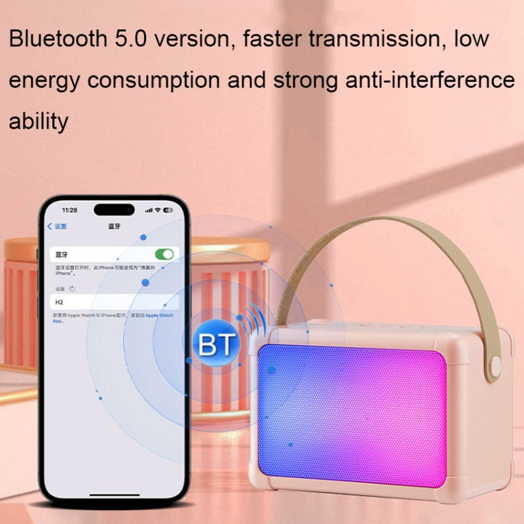 Portable RGB Lighting Effect Bluetooth Speaker Home Mini Karaoke Audio, Style: Speaker(Beige) - Microphone by buy2fix | Online Shopping UK | buy2fix