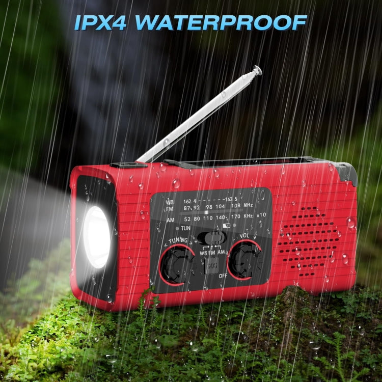 Solar Charging NOAA Emergency Weather Radio with LED Flashlight Reading Lamp, SOS Alarm(Red) - Radio Player by buy2fix | Online Shopping UK | buy2fix