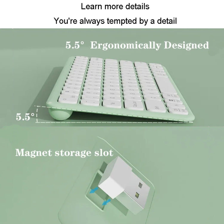 B087 2.4G Portable 78 Keys Dual Mode Wireless Bluetooth Keyboard And Mouse, Style: Keyboard Mouse Set Green - Wireless Keyboard by buy2fix | Online Shopping UK | buy2fix