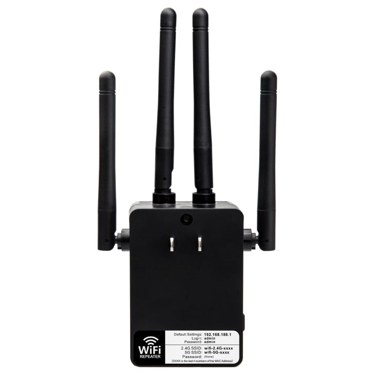 5G/2.4G 1200Mbps WiFi Range Extender WiFi Repeater With 2 Ethernet Ports EU Plug Black - Broadband Amplifiers by buy2fix | Online Shopping UK | buy2fix