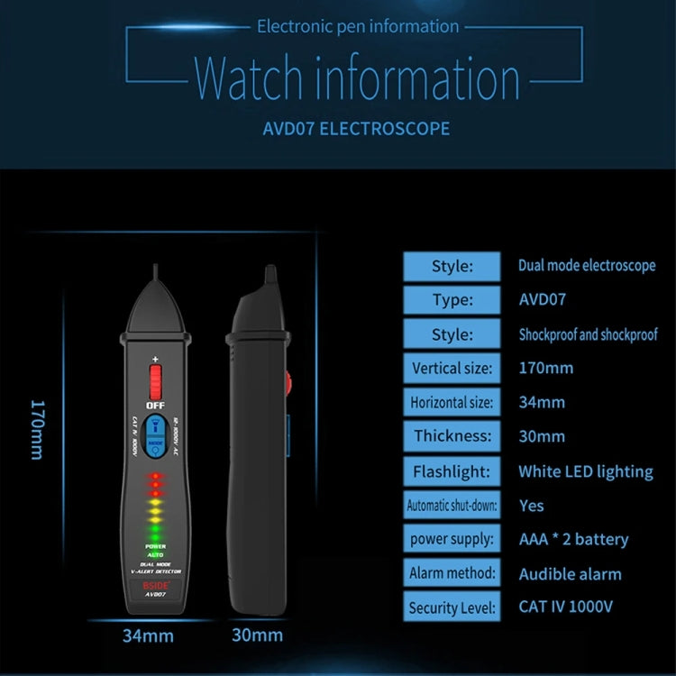 BSIDE AVD07 Smart Dual Mode Electric Pen Non-Contact Break-Point Sensing AC Voltage Tester - Current & Voltage Tester by BSIDE | Online Shopping UK | buy2fix