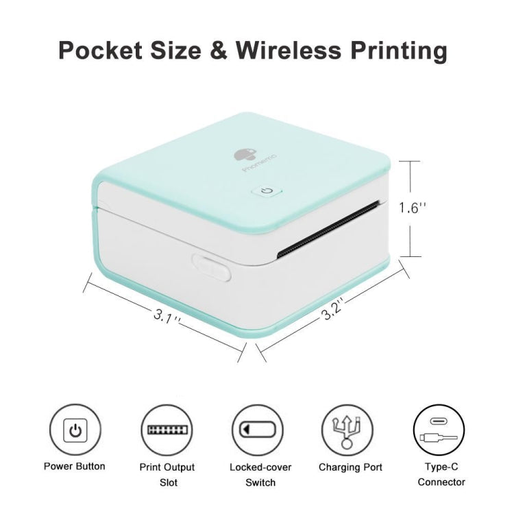 Phomemo M02 PRO Pocket Mini Small Portable Bluetooth Wrong Thermal Tag Printer(Green) - Printer by Phomemo | Online Shopping UK | buy2fix