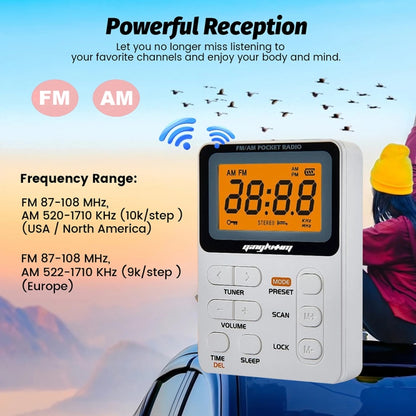 SH-01 LED Display Portable FM/AM Two-band Radio Special for Listening Tests, Style: JPN Version(White) - Radio Player by buy2fix | Online Shopping UK | buy2fix