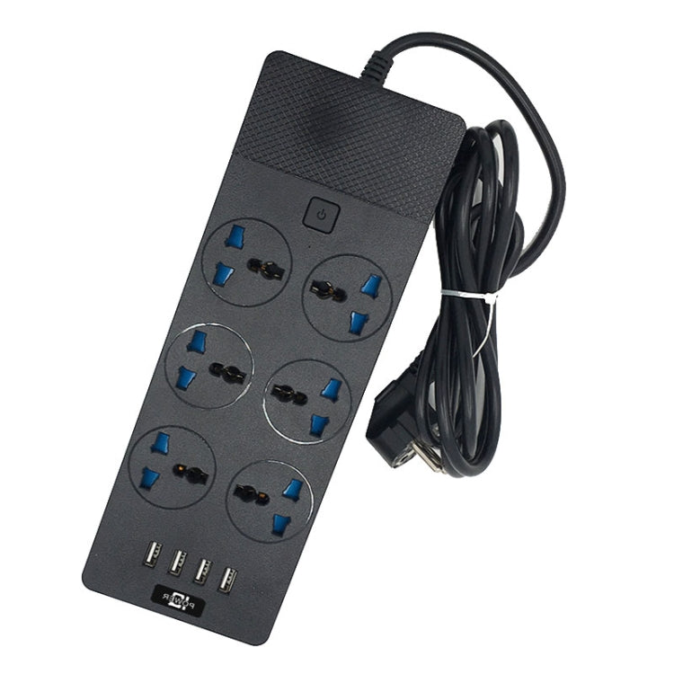 TB-T12 3000W 2m 4-USB Ports + 6-Jacks Multifunctional Flame-Retardant Socket With Switch(US Plug) - Extension Socket by buy2fix | Online Shopping UK | buy2fix