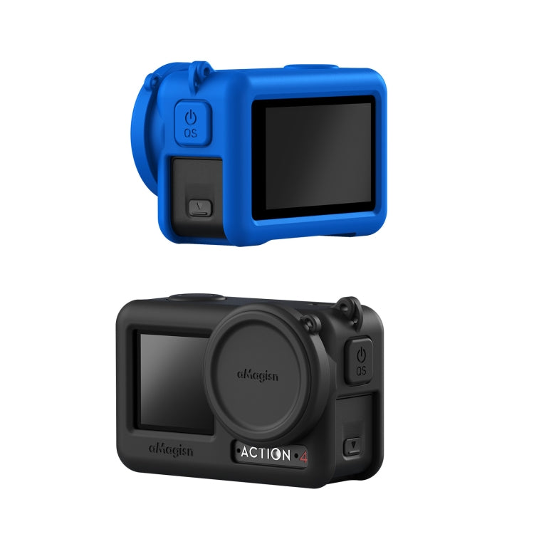 For DJI Osmo Action 4 / 3 aMagisn Silicone Protection Case Camera Protection Accessories(Blue) -  by aMagisn | Online Shopping UK | buy2fix