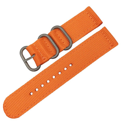 Washable Nylon Canvas Watchband, Band Width:24mm(Orange with Silver Ring Buckle) - Watch Accessories & Parts by buy2fix | Online Shopping UK | buy2fix