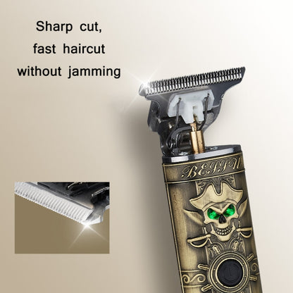 sh-1726 Vintage Pirate Skull Engraved USB Electric Clipper - Hair Trimmer by buy2fix | Online Shopping UK | buy2fix