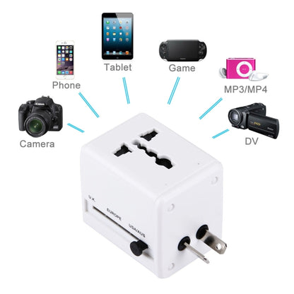 World-Wide Universal Travel Concealable Plugs Adapter with & Built-in Dual USB Ports Charger for US, UK, AU, EU(White) - Consumer Electronics by buy2fix | Online Shopping UK | buy2fix