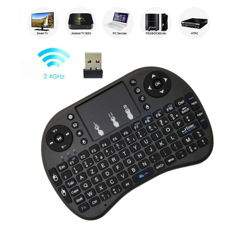 Support Language: French i8 Air Mouse Wireless Keyboard with Touchpad for Android TV Box & Smart TV & PC Tablet & Xbox360 & PS3 & HTPC/IPTV - MINI PC Accessories & Gadgets by buy2fix | Online Shopping UK | buy2fix