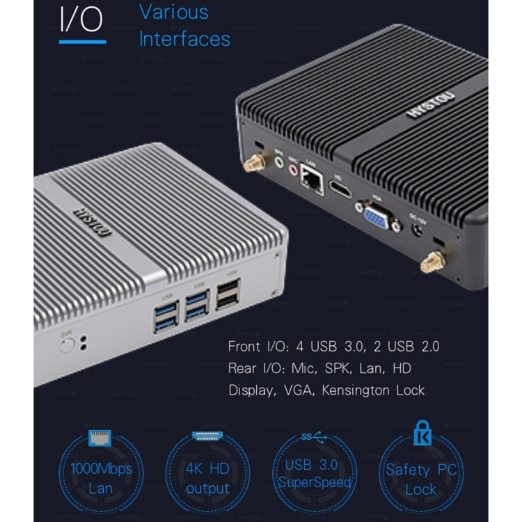 HYSTOU H2 Windows / Linux System Mini PC, Intel Core I5-7267U Dual Core Four Threads up to 3.50GHz, Support mSATA 3.0, 4GB RAM DDR3 + 256GB SSD (White) - Computer & Networking by HYSTOU | Online Shopping UK | buy2fix