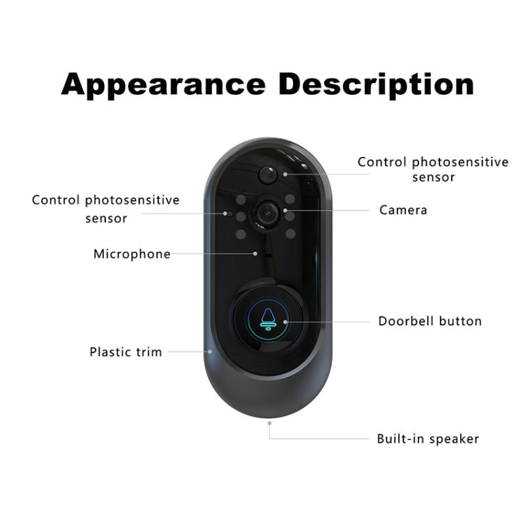 M108 720P 6400mAh Smart WIFI Video Visual Doorbell,Support Phone Remote Monitoring & Real-time Voice Intercom (Black) - Security by buy2fix | Online Shopping UK | buy2fix