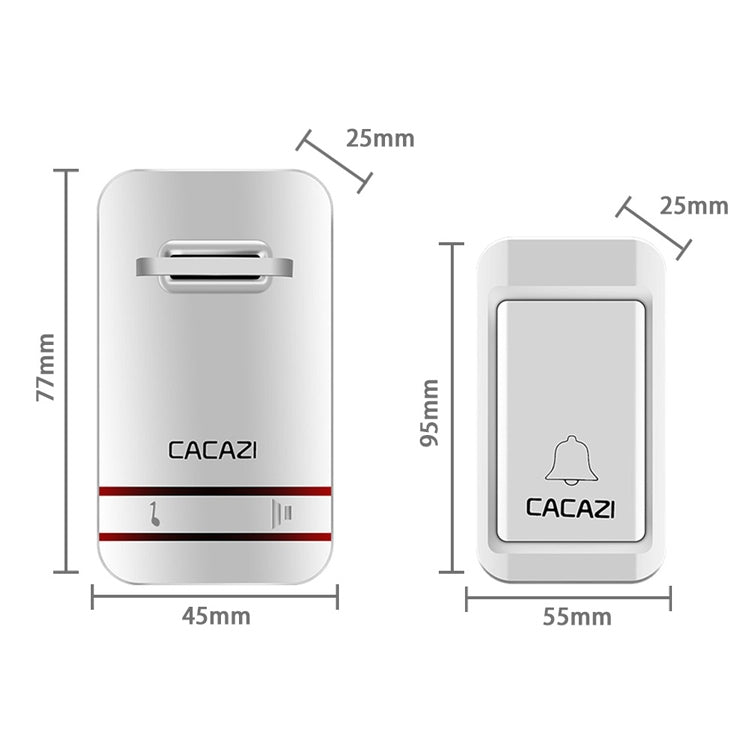 CACAZI V027G One Button Three Receivers Self-Powered Wireless Home Kinetic Electronic Doorbell, EU Plug - Security by CACAZI | Online Shopping UK | buy2fix