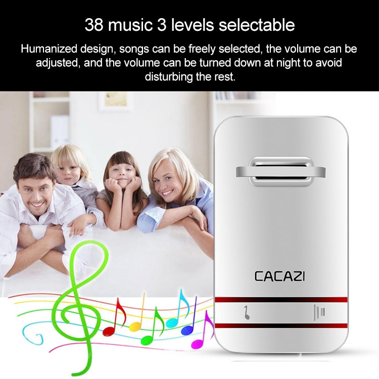 CACAZI V027G One Button One Receivers Self-Powered Wireless Home Kinetic Electronic Doorbell, US Plug - Security by CACAZI | Online Shopping UK | buy2fix