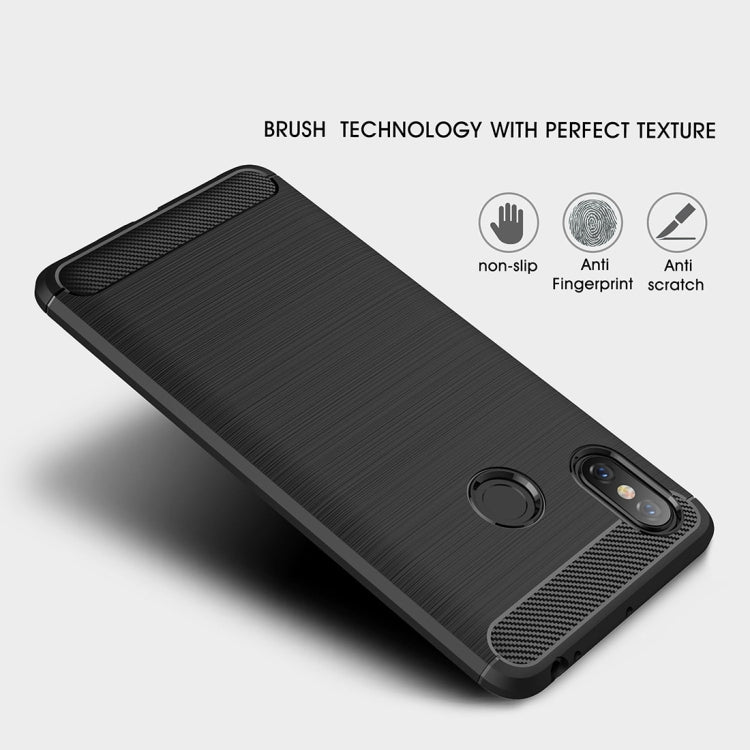 Brushed Texture Carbon Fiber Shockproof TPU Case for Xiaomi Mi Max 3(Black) - Xiaomi Cases by buy2fix | Online Shopping UK | buy2fix