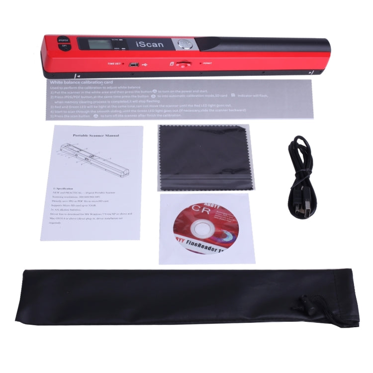 iScan01 Mobile Document Handheld Scanner with LED Display, A4 Contact Image Sensor(Red) - Consumer Electronics by buy2fix | Online Shopping UK | buy2fix