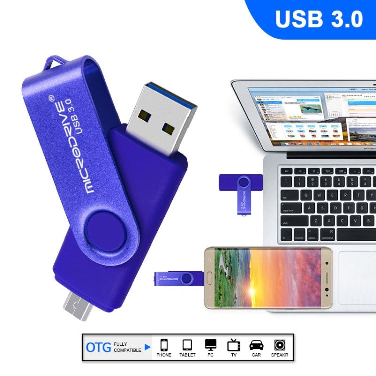 MicroDrive 16GB USB 3.0 Android Phone & Computer Dual-use Rotary Metal U Disk (Purple) - Computer & Networking by MicroDrive | Online Shopping UK | buy2fix