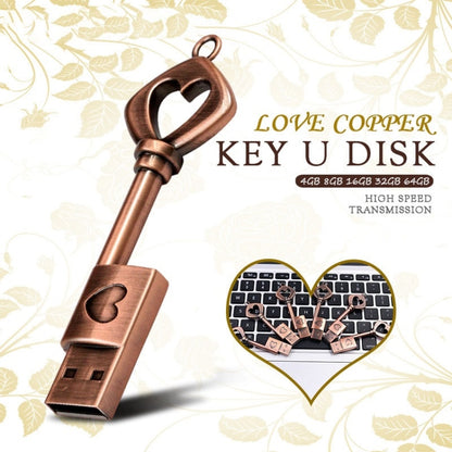 MicroDrive 128GB USB 2.0 Copper Love Key U Disk - USB Flash Drives by MicroDrive | Online Shopping UK | buy2fix