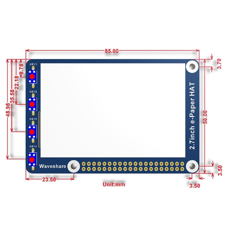 Waveshare 2.7 inch 264x176E-Ink Display HAT for Raspberry Pi, SPI Interface - Modules Expansions Accessories by Waveshare | Online Shopping UK | buy2fix