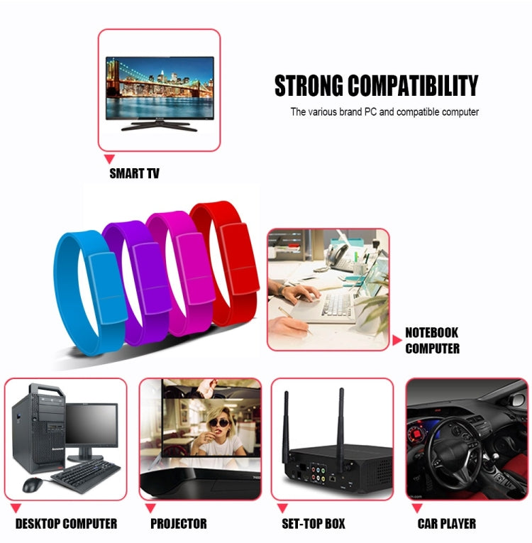 MicroDrive 128GB USB 2.0 Fashion Bracelet Wristband U Disk (Red) - Computer & Networking by MicroDrive | Online Shopping UK | buy2fix