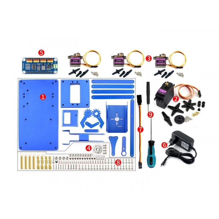 Waveshare 4-DOF Metal Robot Arm Kit for Raspberry Pi (Europe), Bluetooth / WiFi Remote Control, EU Plug - Modules Expansions Accessories by Waveshare | Online Shopping UK | buy2fix