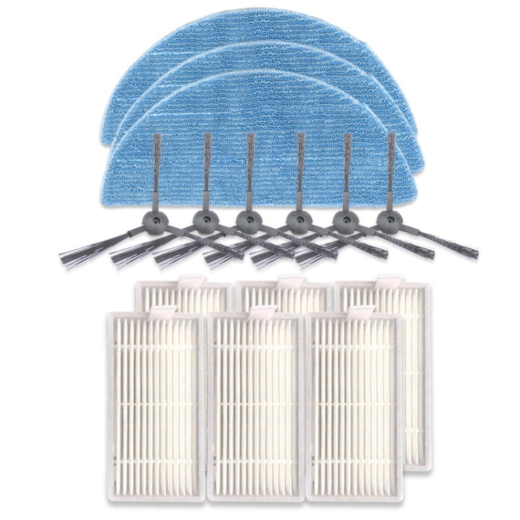 XI242 3 Pairs K614 Side Brushes + 6 PCS I208 Filters+ 3 PCS I201 Rags Set for ILIFE V5S Pro / V50 / V5S - Consumer Electronics by buy2fix | Online Shopping UK | buy2fix